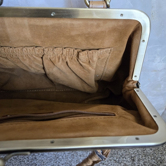 Patricia Nash Tan Crocodile-Embossed Satchel - Picture 3 of 10